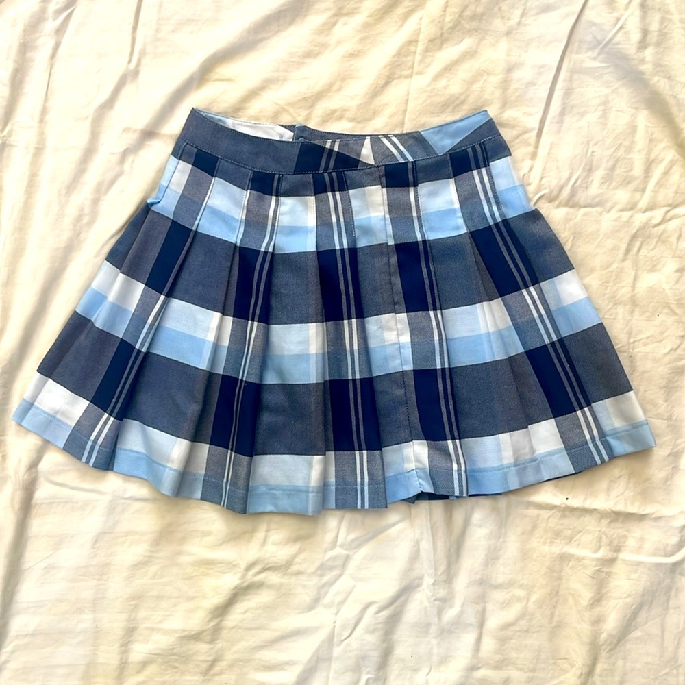 Forever 21 Blue Pleated Skater Mini Skirt